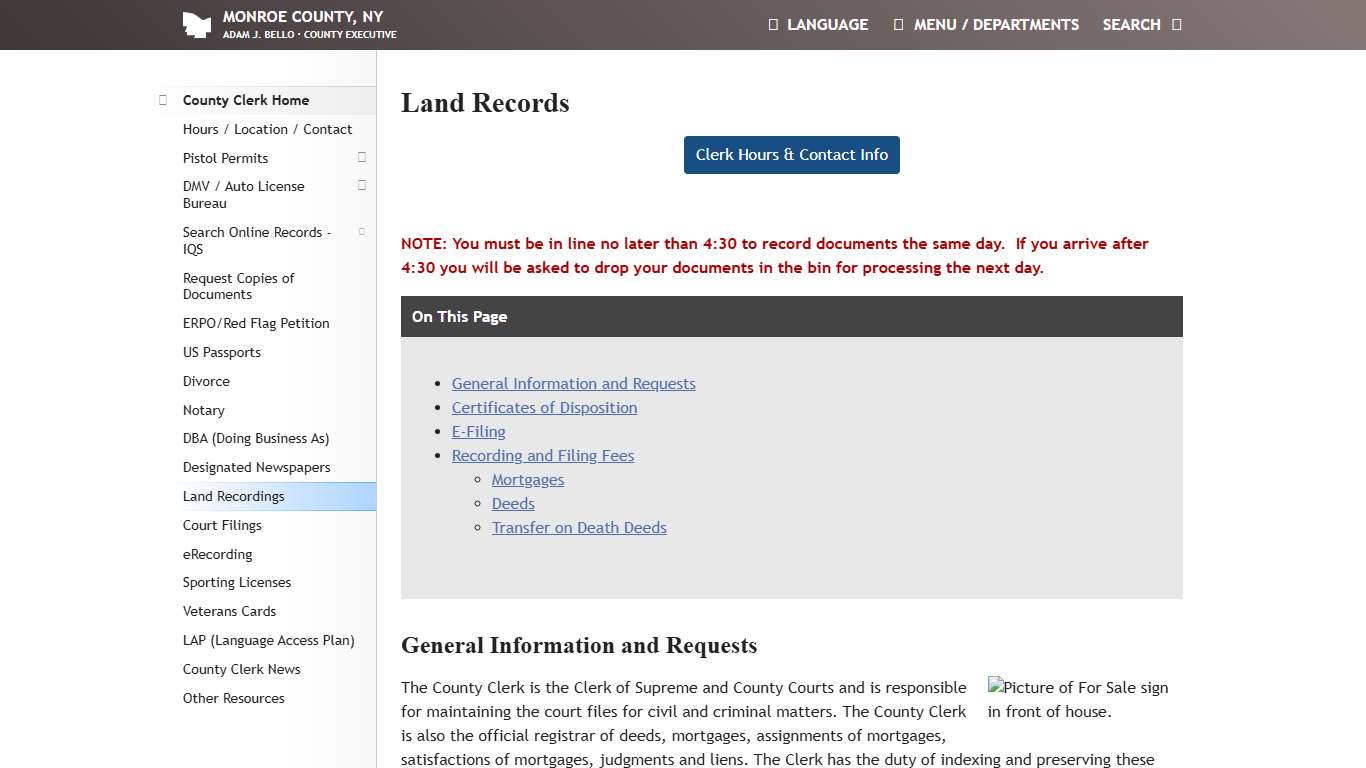 Monroe County, NY - County Clerk - Land Records