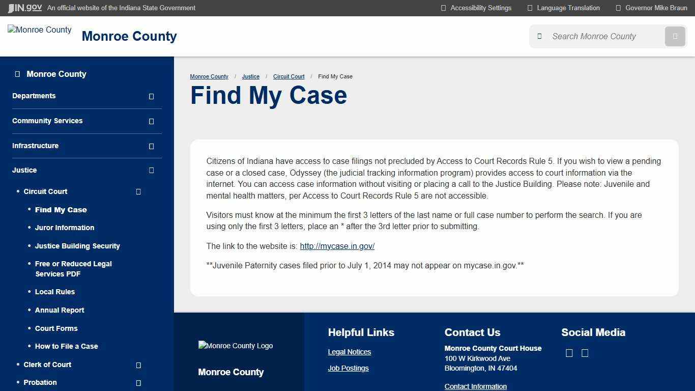 Monroe County: Find My Case