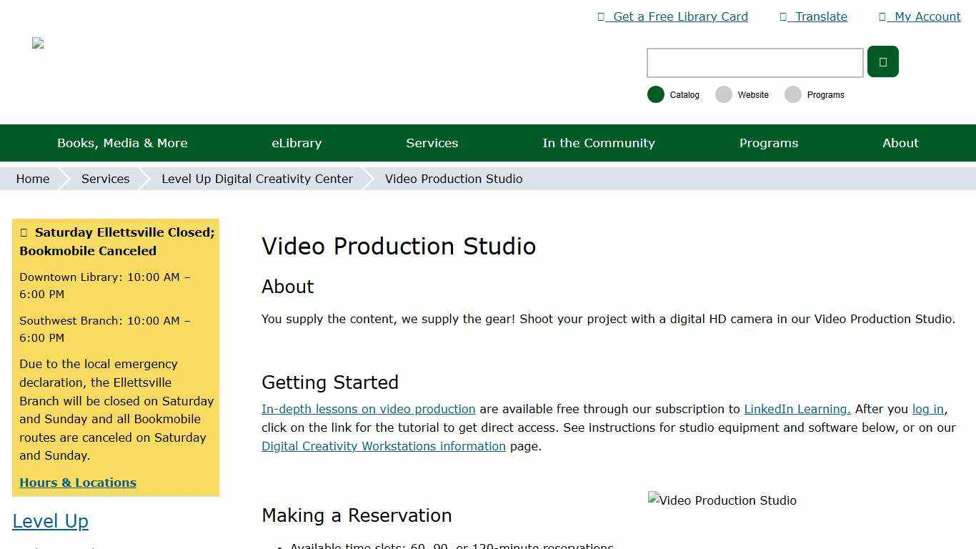 Video Production Studio Monroe County Public Library, Indiana - mcpl.info