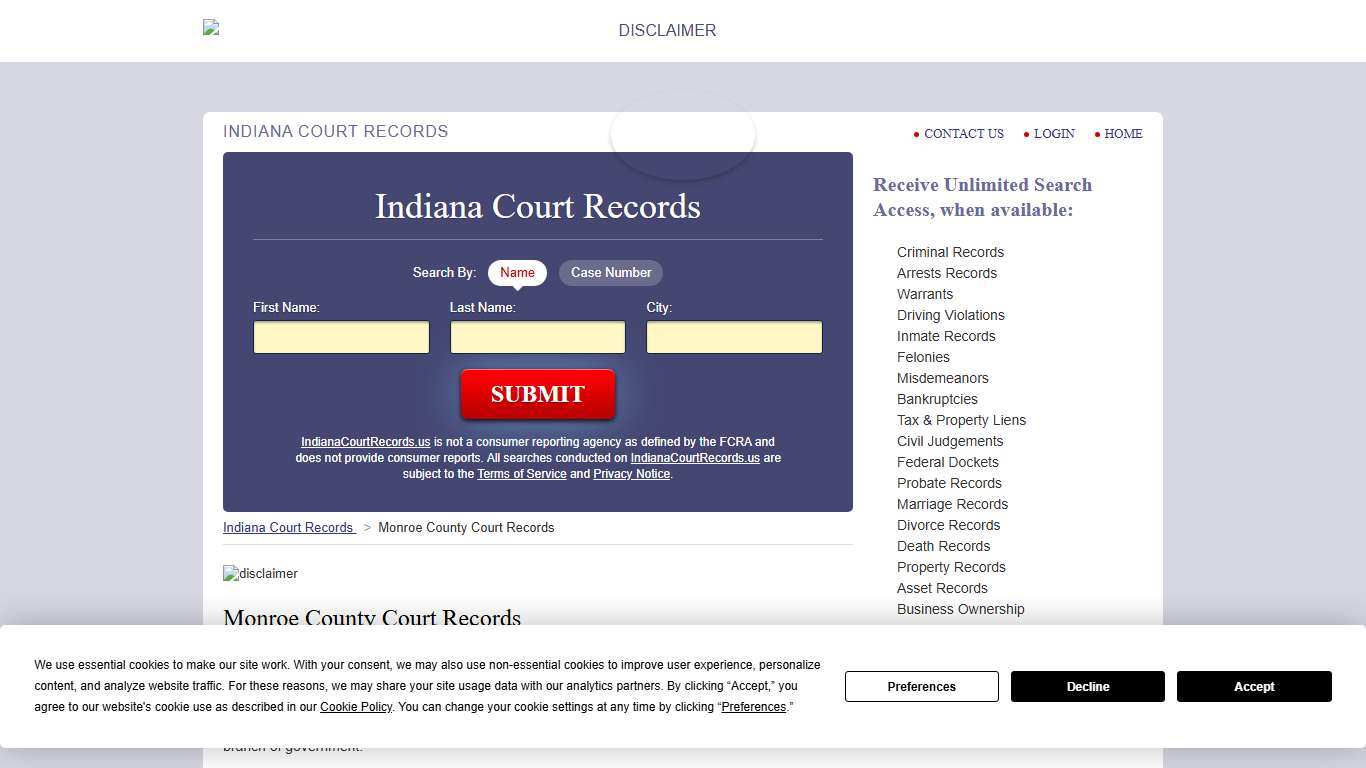 Monroe County Court Records IndianaCourtRecords.us