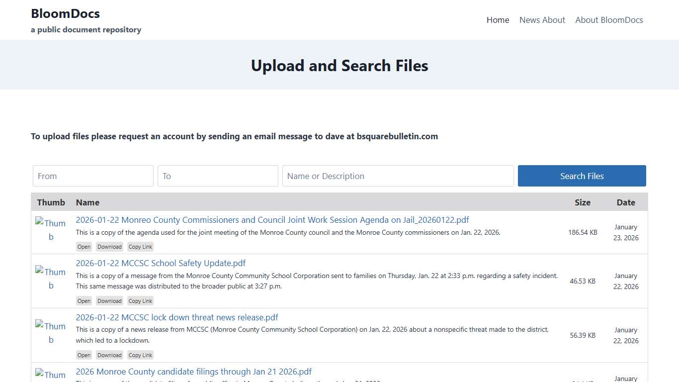 BloomDocs – a public document repository